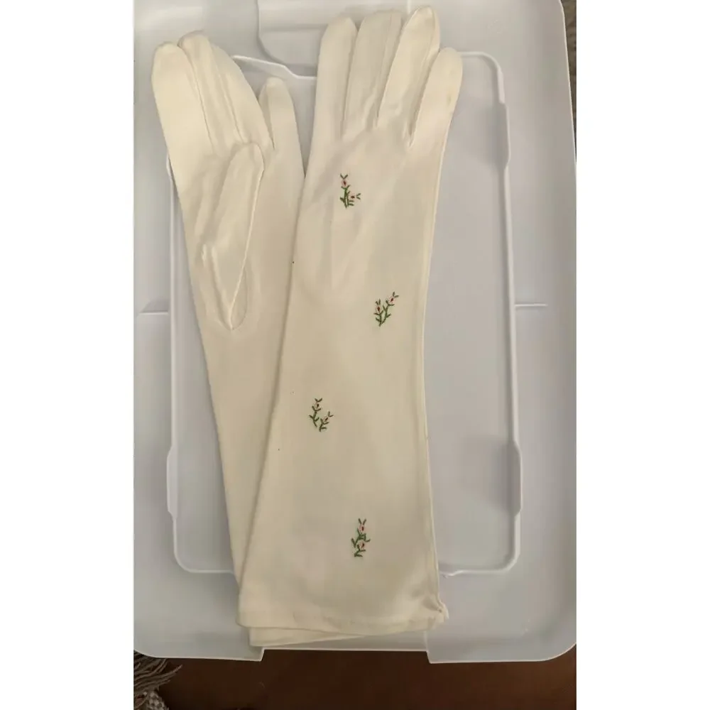 VTG Fownes Royale Double Woven Cotton Embroidered Gloves 7.5 FLAW